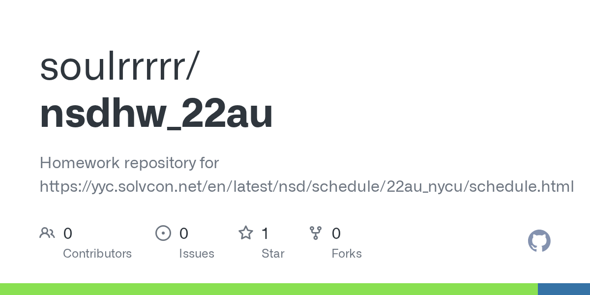 GitHub soulrrrrr/nsdhw_22au Homework repository for https//yyc