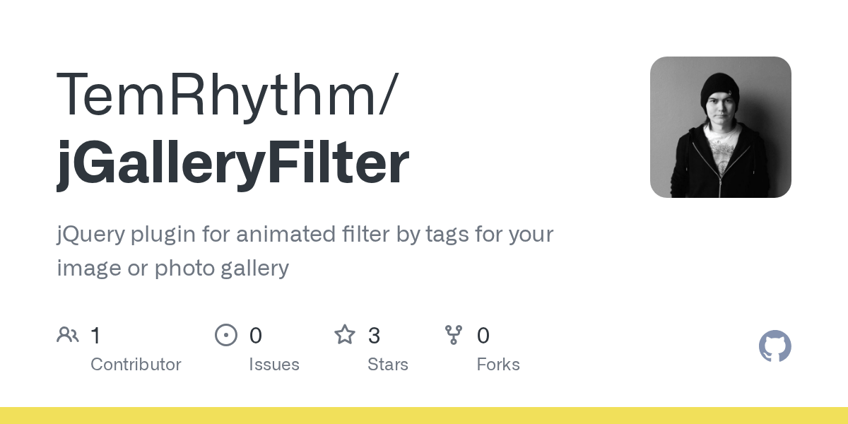 GitHub TemRhythm/jGalleryFilter jQuery plugin for animated filter by