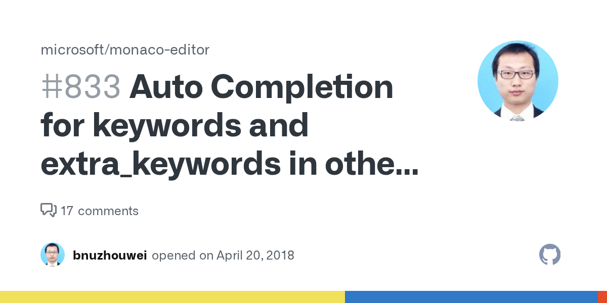 Auto Completion for keywords and extra_keywords in other languages