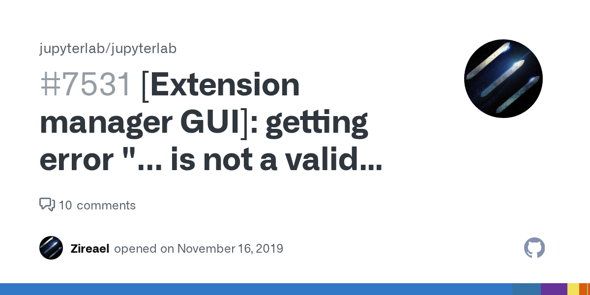 [Extension manager GUI] getting error "... is not a valid npm package