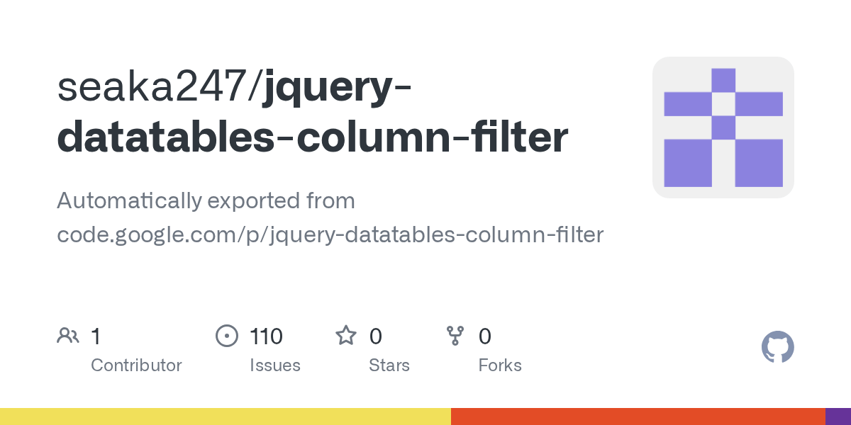 GitHub seaka247/jquerydatatablescolumnfilter Automatically