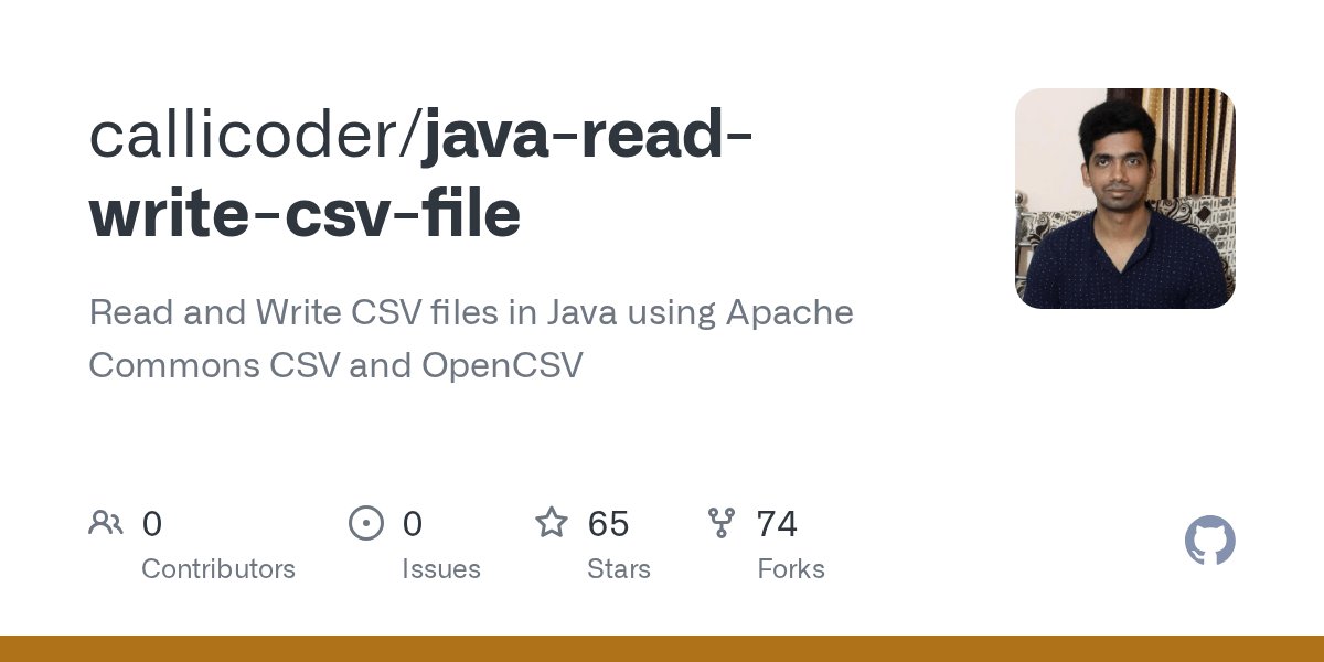 GitHub callicoder/javareadwritecsvfile Read and Write CSV files