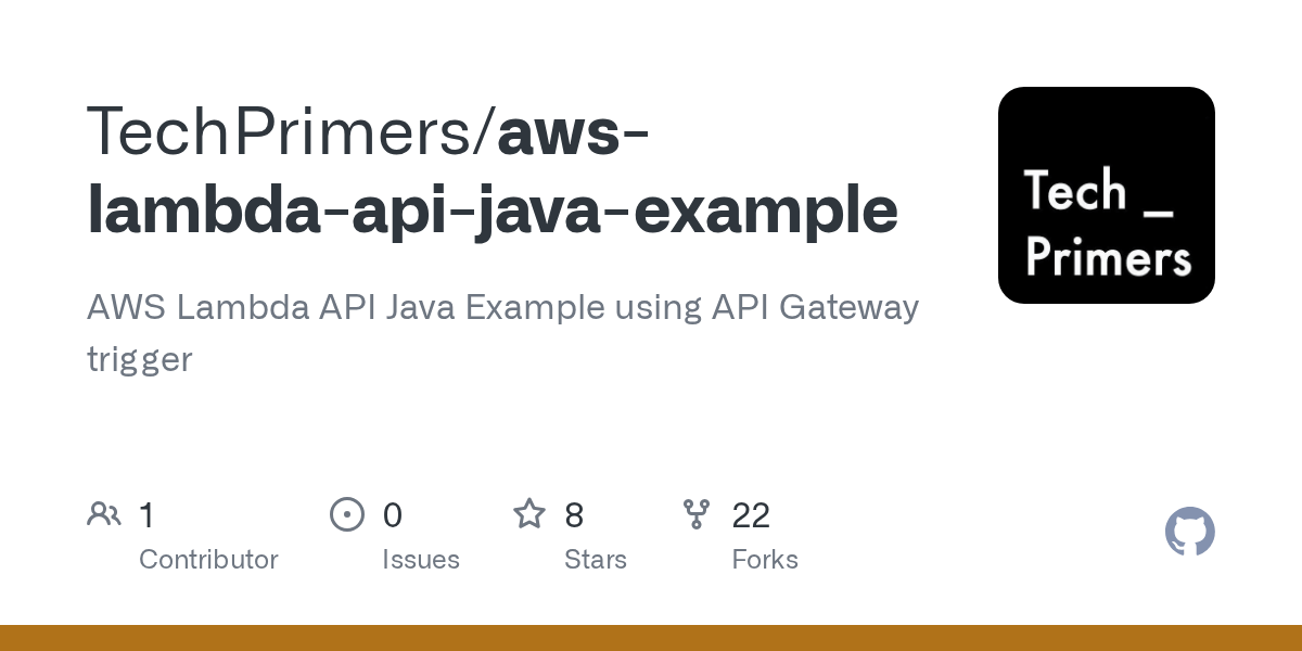 GitHub TechPrimers/awslambdaapijavaexample AWS Lambda API Java