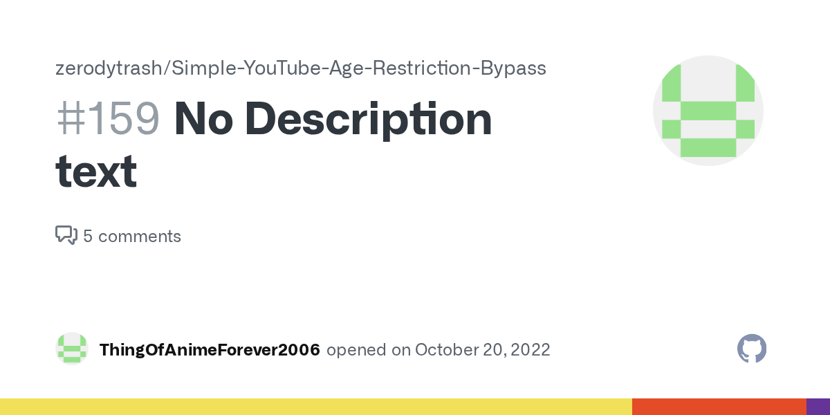 No Description text · Issue 159 · zerodytrash/SimpleYouTubeAge