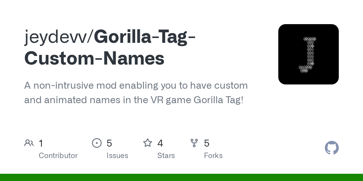 GitHub jeydevv/GorillaTagCustomNames A nonintrusive way to have