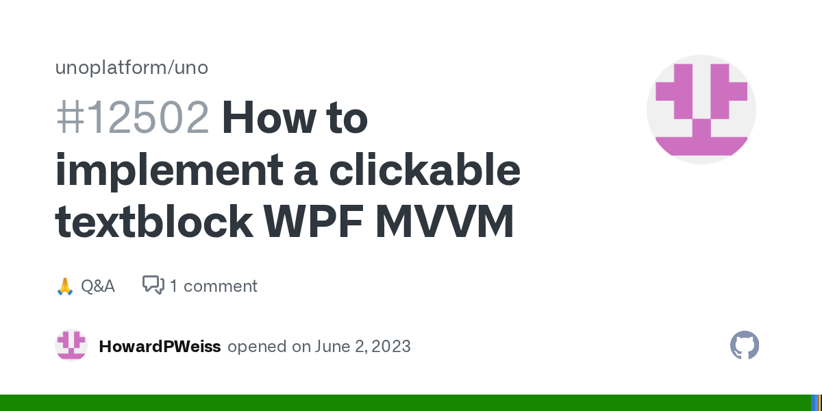 How to implement a clickable textblock WPF MVVM · unoplatform uno