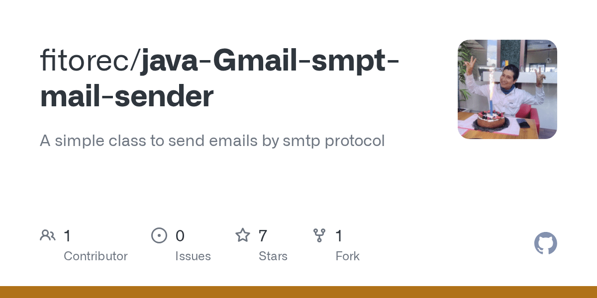 GitHub fitorec/javaGmailsmptmailsender A simple class to send