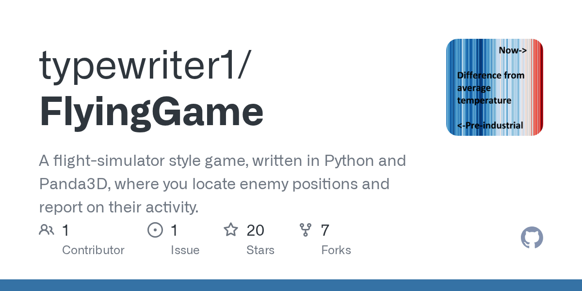 GitHub typewriter1/FlyingGame A flightsimulator style game, written