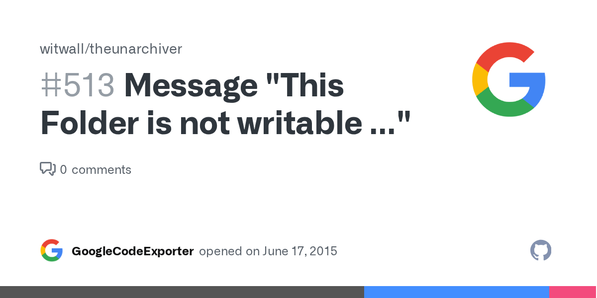 Message "This Folder is not writable" · Issue 513 · witwall/theunarchiver · GitHub