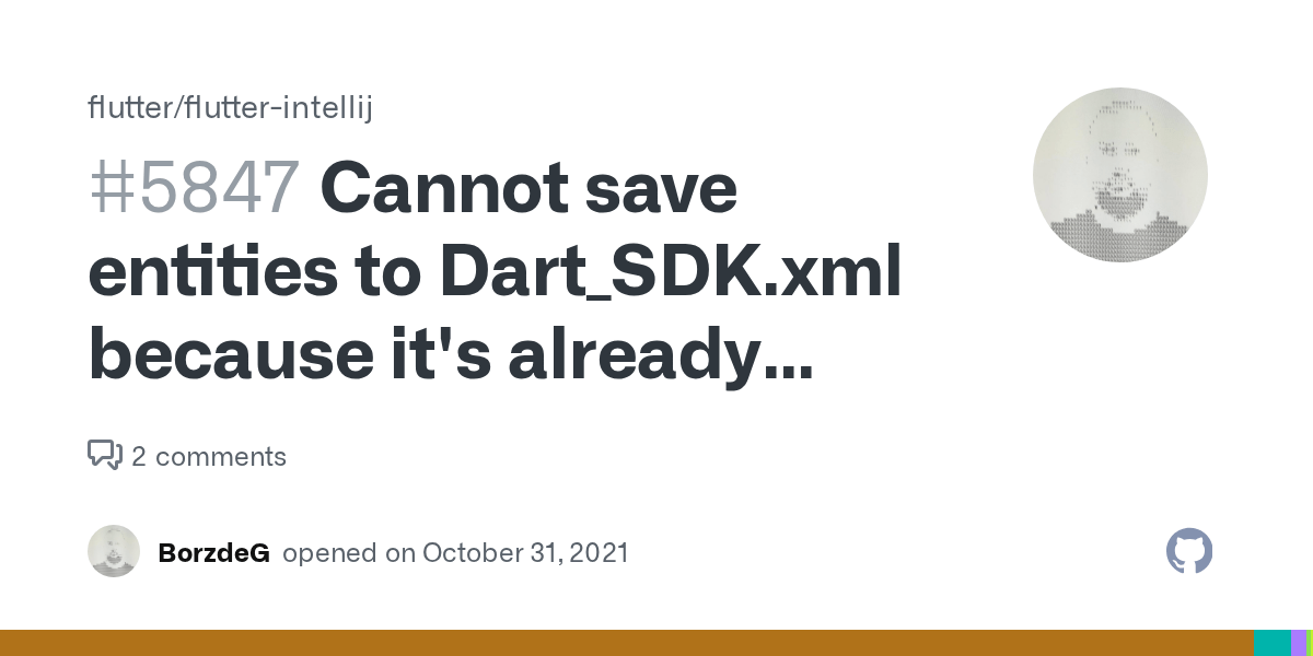 Cannot save entities to Dart_SDK.xml because it's already used for