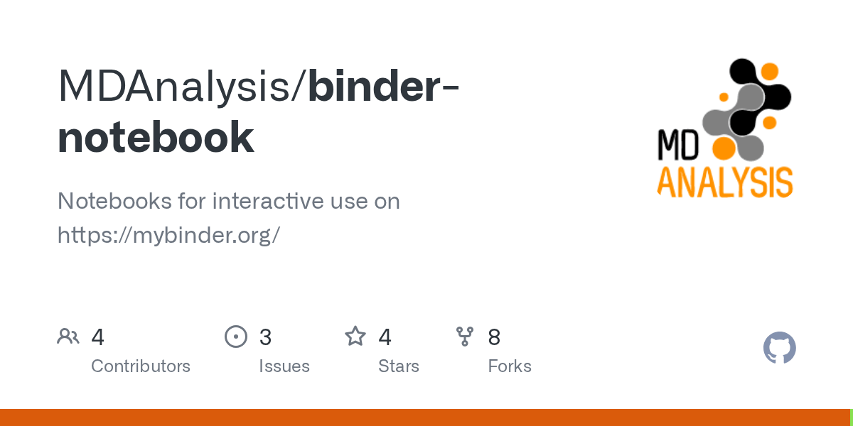 GitHub MDAnalysis/bindernotebook Notebooks for interactive use on