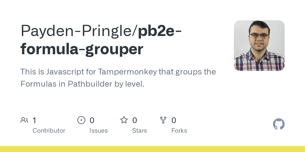 GitHub PaydenPringle/pb2eformulagrouper This is Javascript for