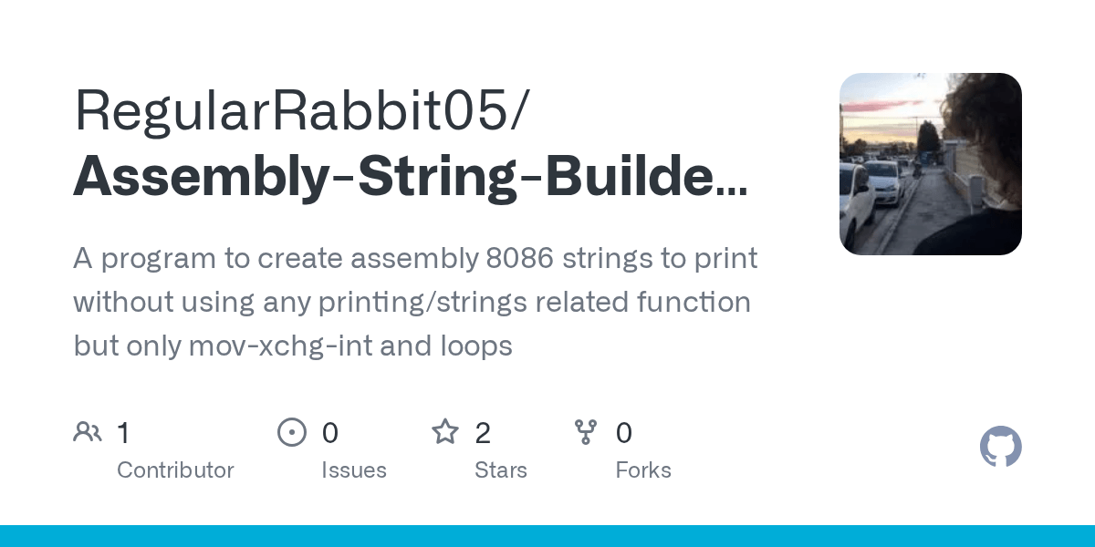 GitHub RegularRabbit05/AssemblyStringBuilderTool A program to