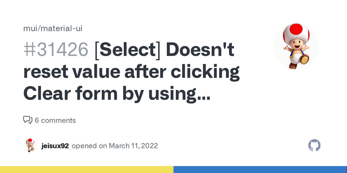 [Select] Doesn't reset value after clicking Clear form by using