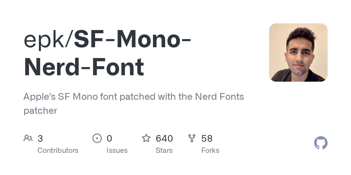 GitHub epk/SFMonoNerdFont Apple's SF Mono font patched with the