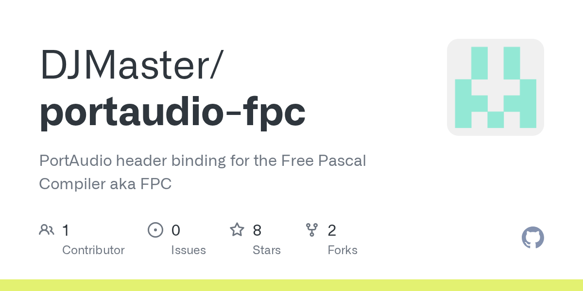 GitHub DJMaster/portaudiofpc PortAudio header binding for the Free