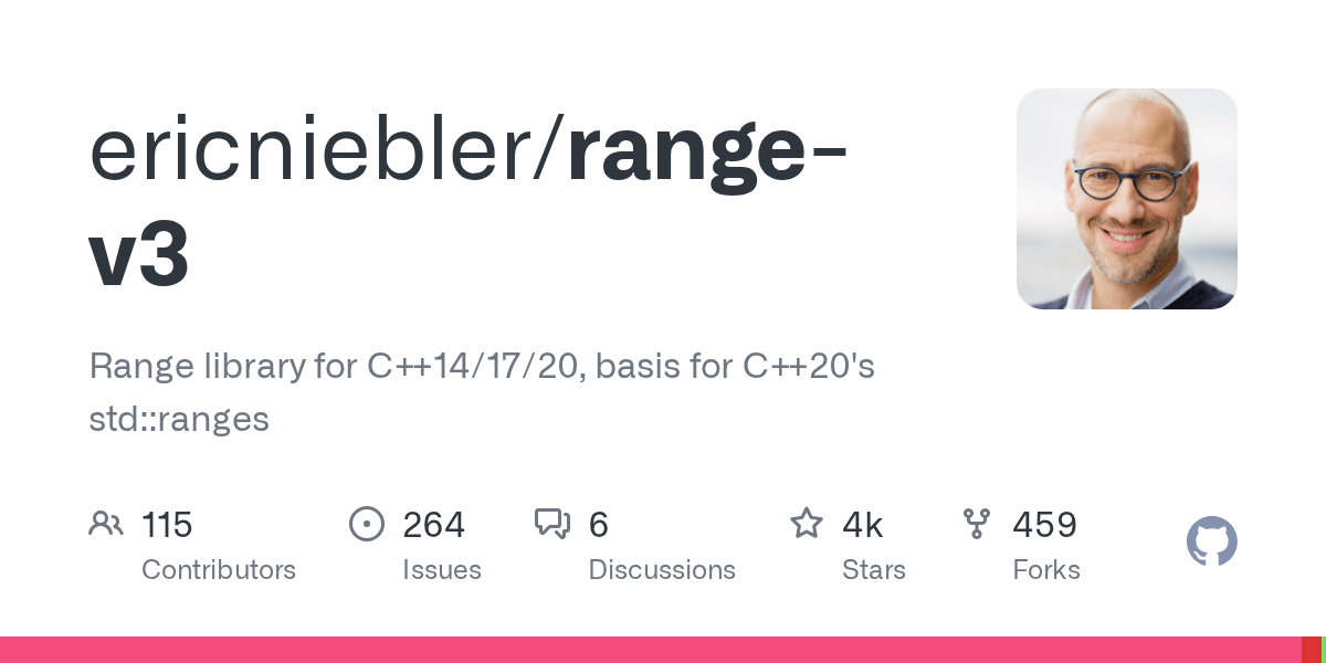 GitHub ericniebler/rangev3 Range library for C++14/17/20, basis for