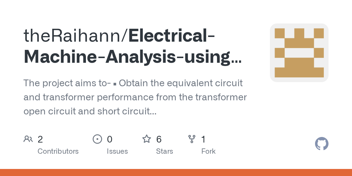 GitHub theRaihann/ElectricalMachineAnalysisusingMATLAB The