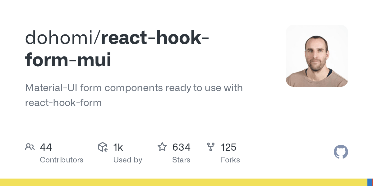 GitHub dohomi/reacthookformmui MaterialUI form components ready