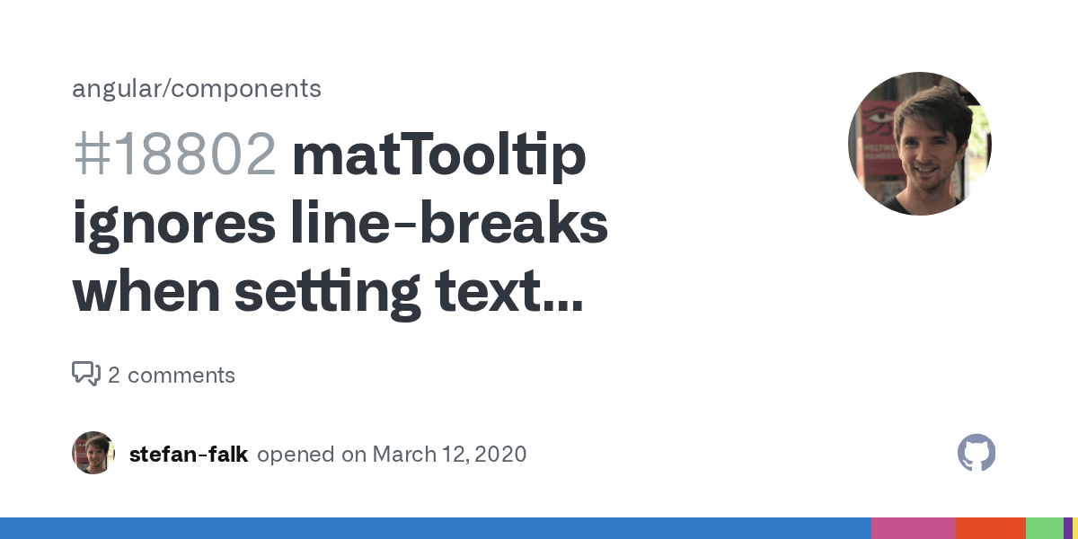 matTooltip ignores linebreaks when setting text dynamically. · Issue