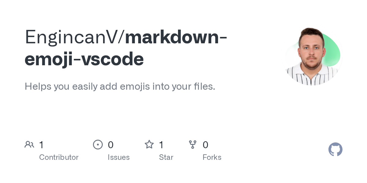 GitHub EngincanV/markdownemojivscode Helps you easily add emojis