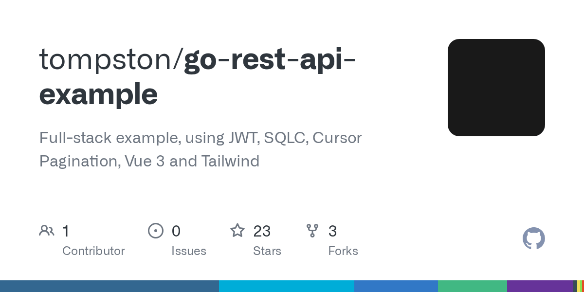 GitHub tompston/gorestapiexample Fullstack example, using JWT, SQLC, Cursor Pagination