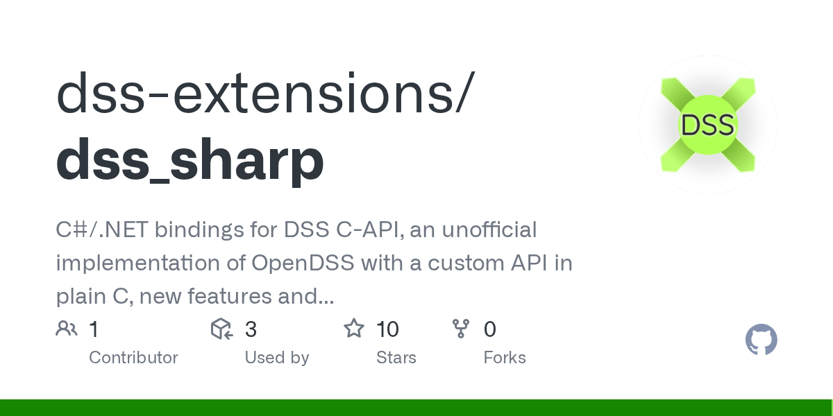 GitHub dssextensions/dss_sharp bindings for DSS CAPI, an