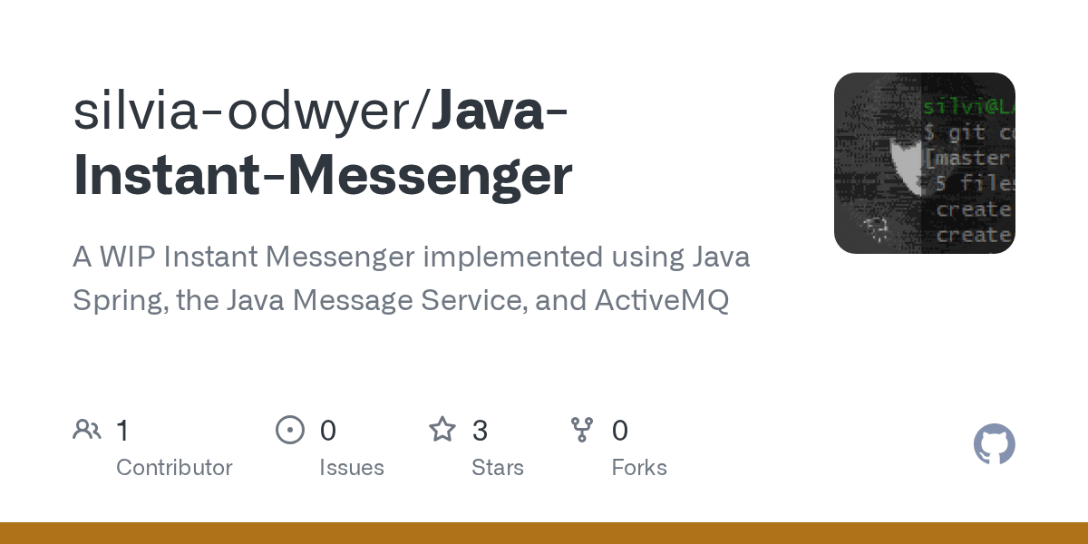 GitHub silviaodwyer/JavaInstantMessenger A WIP Instant Messenger