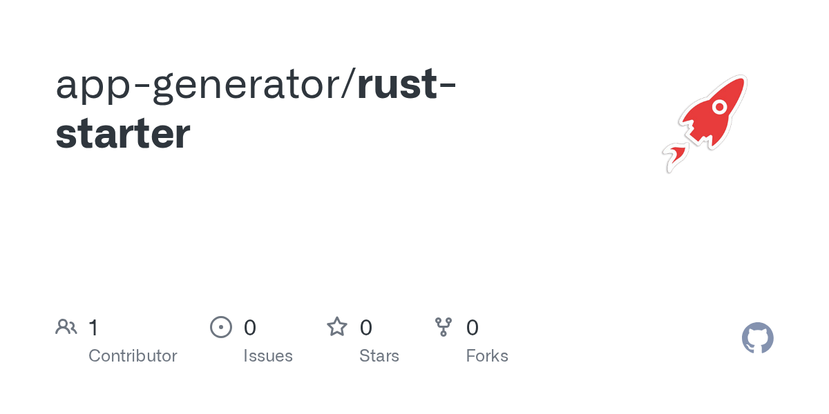 GitHub appgenerator/ruststarter