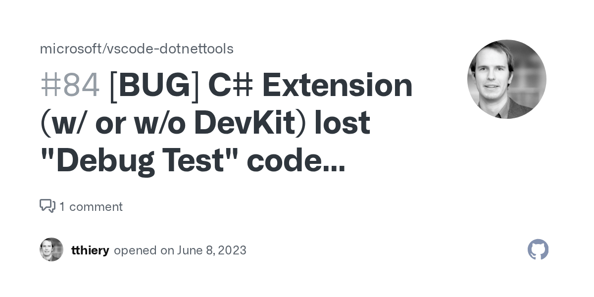 [BUG] C Extension (w/ or w/o DevKit) lost "Debug Test" code action