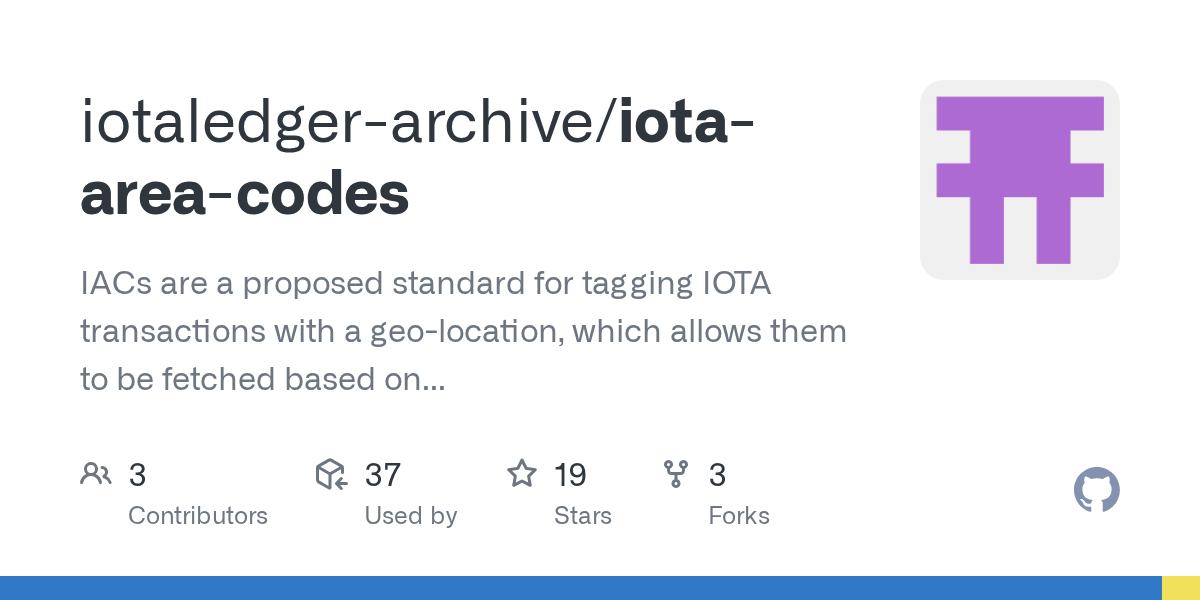 GitHub iotaledger/iotaareacodes IACs are a proposed standard for
