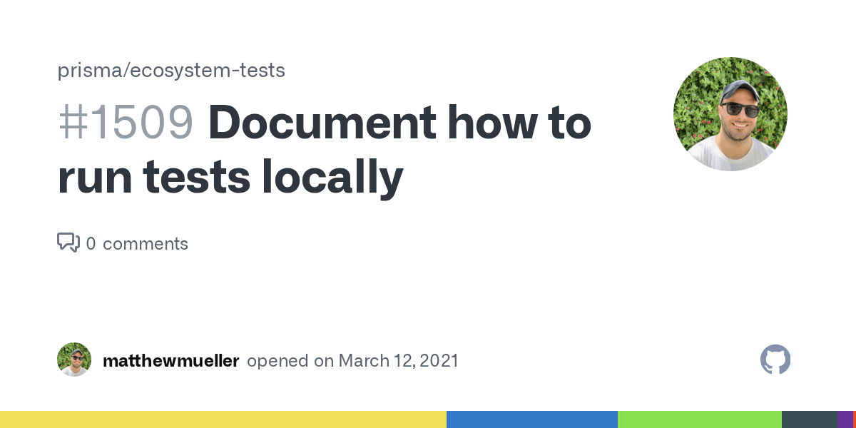 Document how to run tests locally · Issue 1509 · prisma/ecosystem