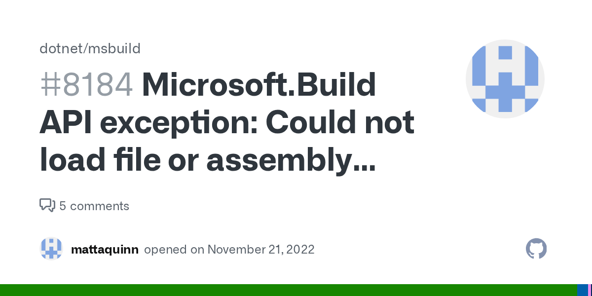 Microsoft.Build API exception Could not load file or assembly