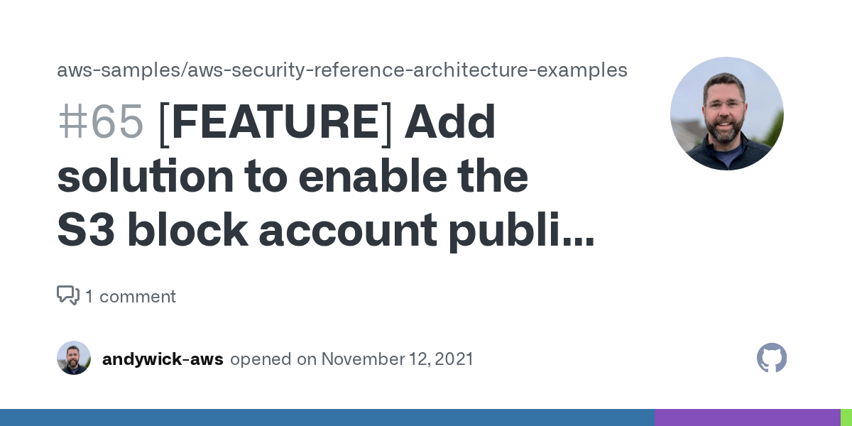 [FEATURE] Add solution to enable the S3 block account public access settings · Issue 65 · aws