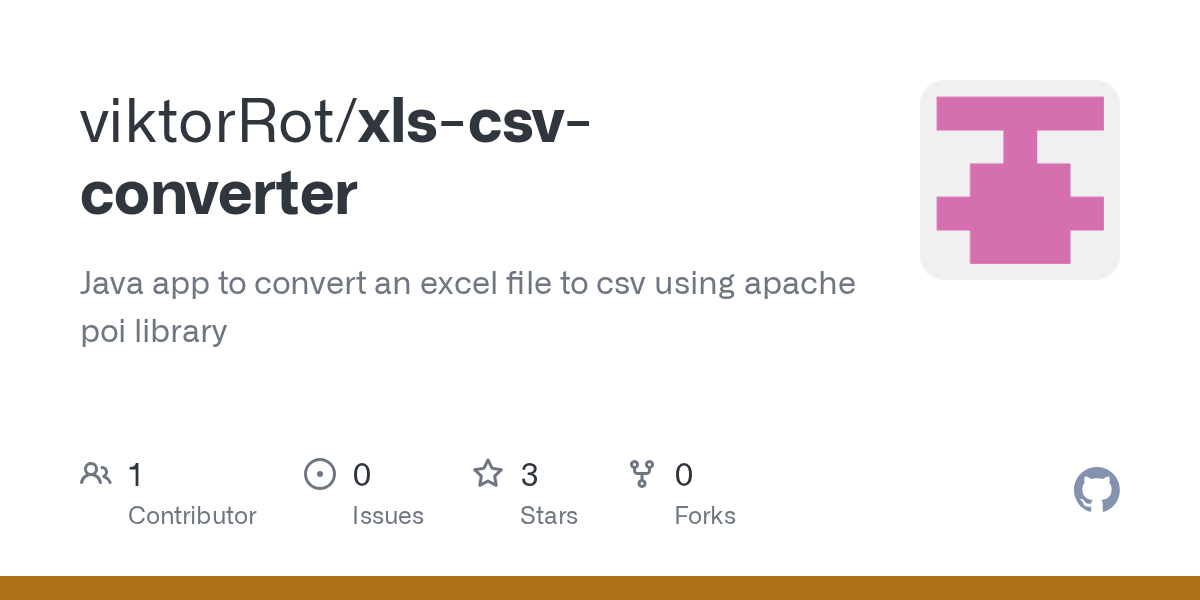 GitHub viktorRot/xlscsvconverter Java app to convert an excel file