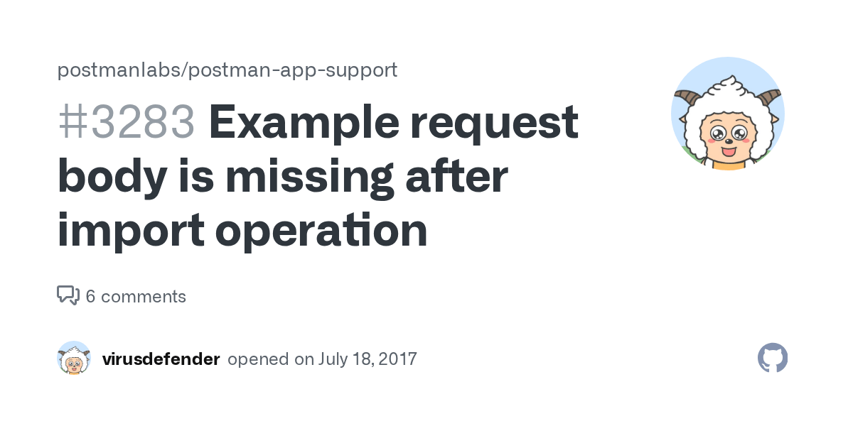 Example request body is missing after import operation · Issue 3283