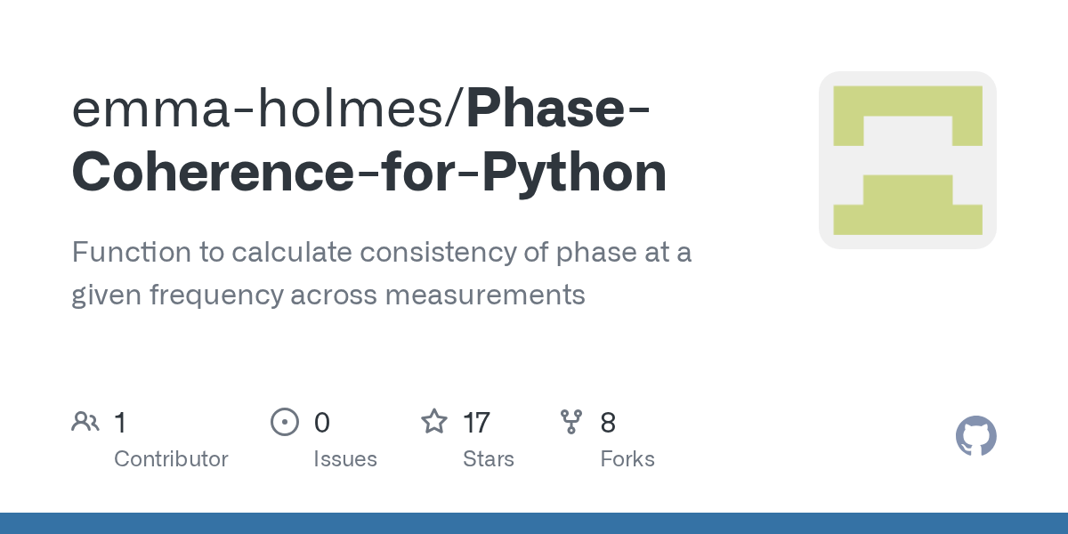 PhaseCoherenceforPython/README.md at master · emmaholmes/Phase