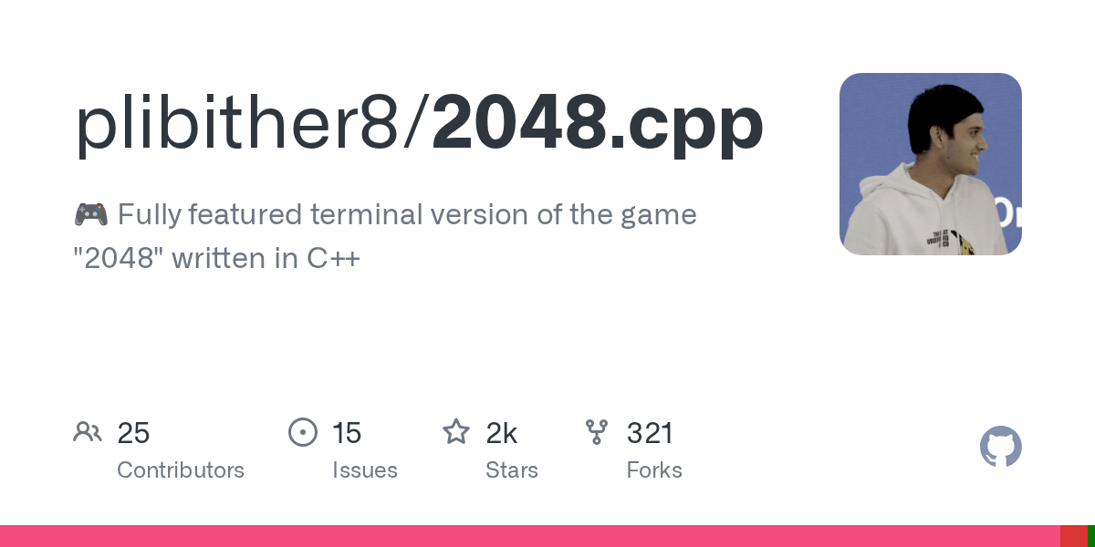 GitHub plibither8/2048.cpp 🎮 Fully featured terminal version of the