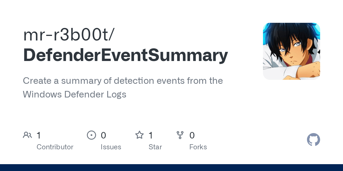 GitHub mrr3b00t/DefenderEventSummary Create a summary of detection
