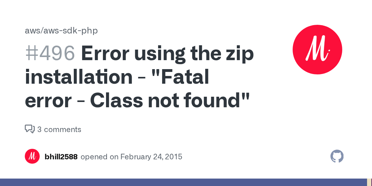 Error using the zip installation "Fatal error Class not found