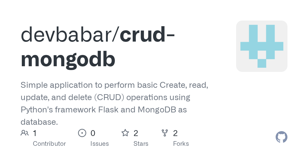 GitHub devbabar/crudmongodb Simple application to perform basic