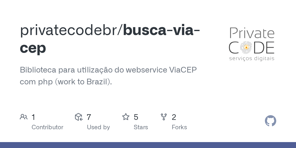 GitHub privatecodebr/buscaviacep Biblioteca para utilização do