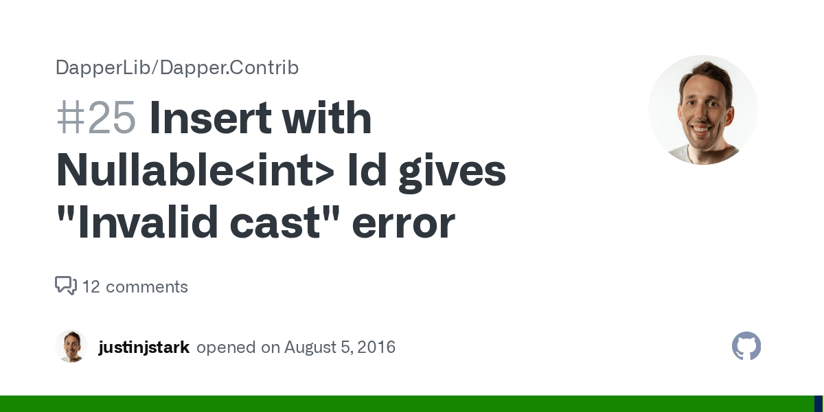 Insert with Nullable Id gives "Invalid cast" error · Issue 25