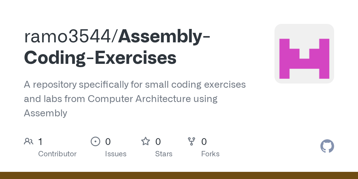 GitHub ramo3544/AssemblyCodingExercises A repository specifically