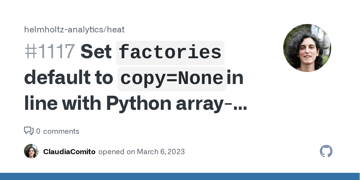 Set `factories` default to `copy=None`in line with Python arrayAPI