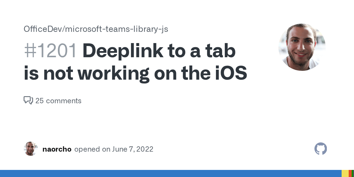 Deeplink to a tab is not working on the iOS · Issue 1201 · OfficeDev