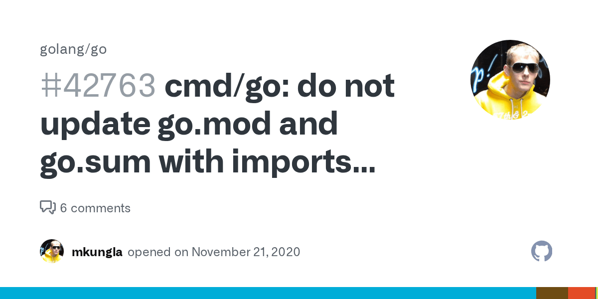 cmd/go do not update go.mod and go.sum with imports found in