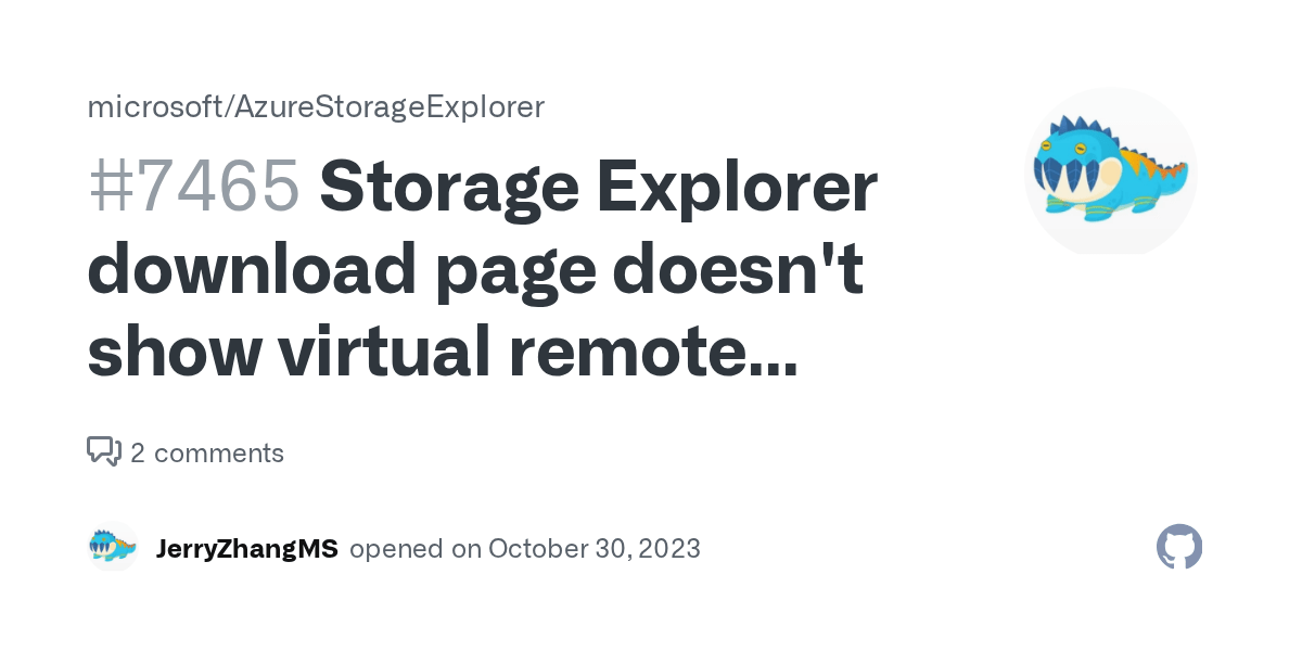 Storage Explorer download page doesn't show virtual remote drive