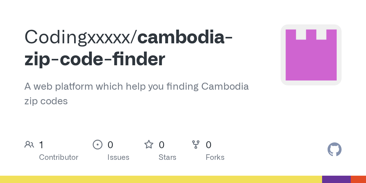 GitHub Codingxxxxx/cambodiazipcodefinder A web platform which help you finding Cambodia