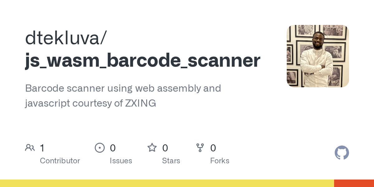 GitHub dtekluva/js_wasm_barcode_scanner Barcode scanner using web assembly and javascript